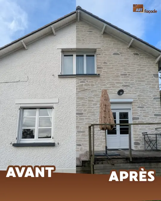 Avant / Après maison Enduit Imitation pierre - La Baule - Loire Atlantique