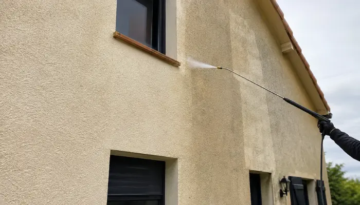 Application d'un traitement hydrofuge sur façade, sols et toiture