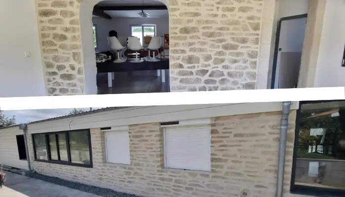 Réalisation d'un enduit imitation pierre extérieur et intérieur